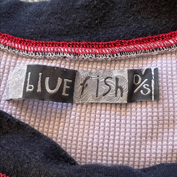 Blue Fish hand painted Cat & bird waffle knit tunic - lilac color. One size - Picture 2 of 5